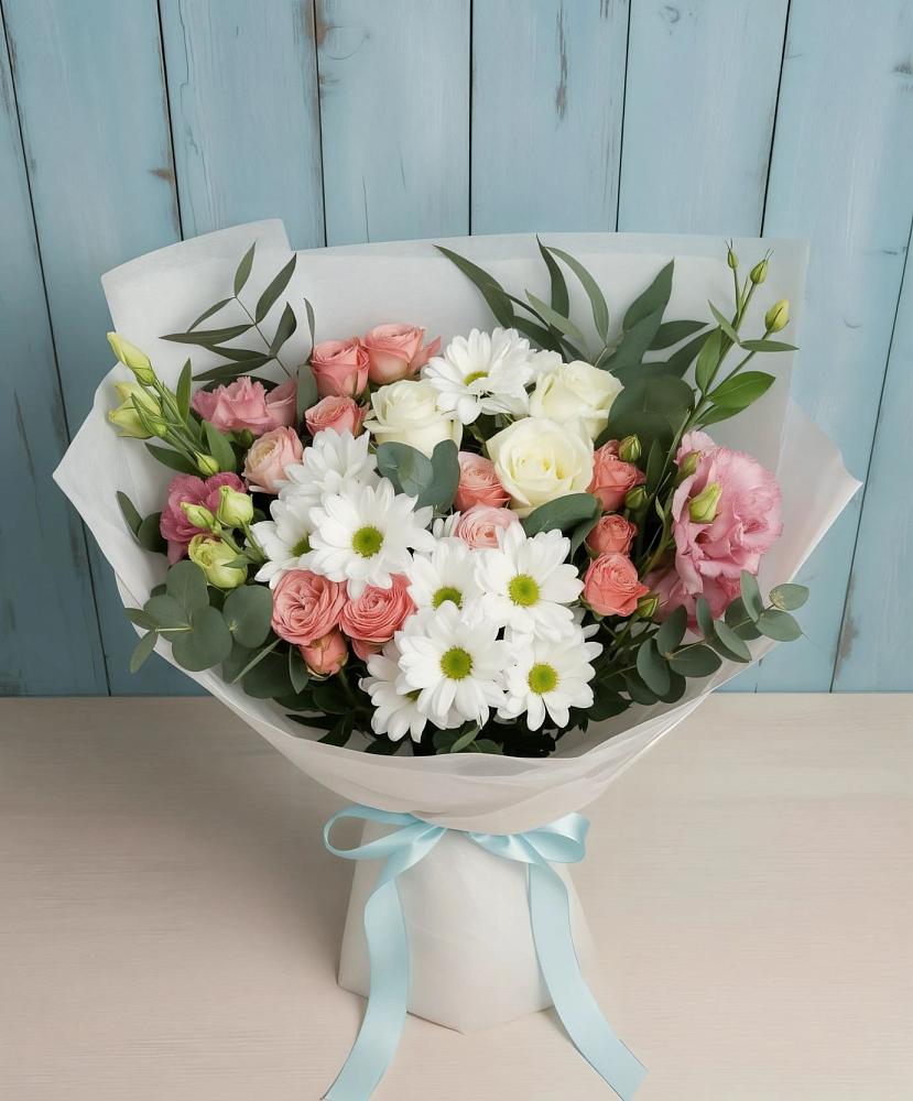 Букет цветов из: Розы, Лизиантусы и Хризантемы в Верхние Татышлы