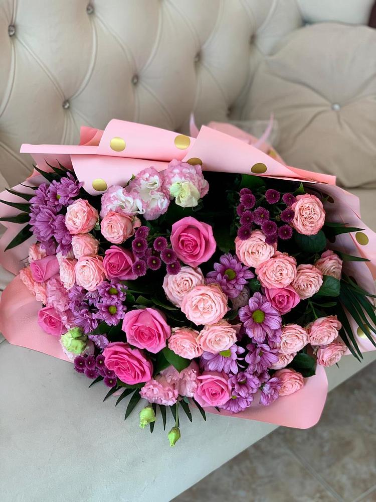 Букет цветов из: Хризантемы, Розы и Лизиантусы в Верхние Татышлы