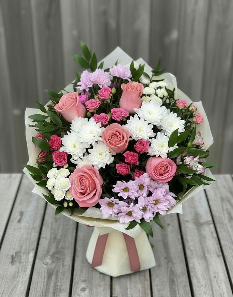 Букет цветов из: Альстромерии, Гвоздики, Розы и Хризантемы в Верхние Татышлы