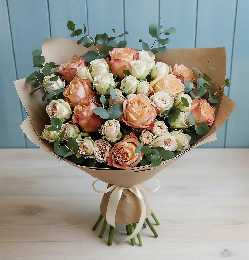 Букет цветов из: Альстромерии и Розы в Верхние Татышлы