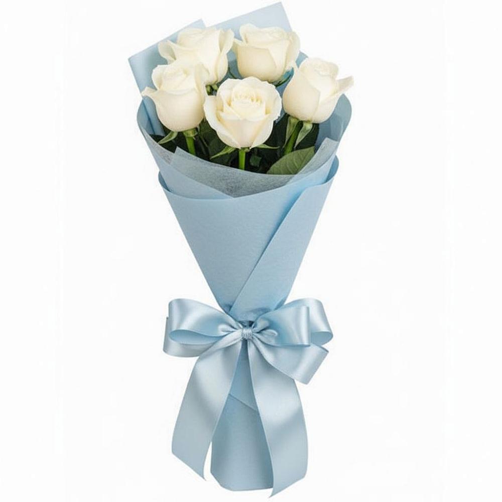 Букет 5 Белых роз Проуд в Верхние Татышлы