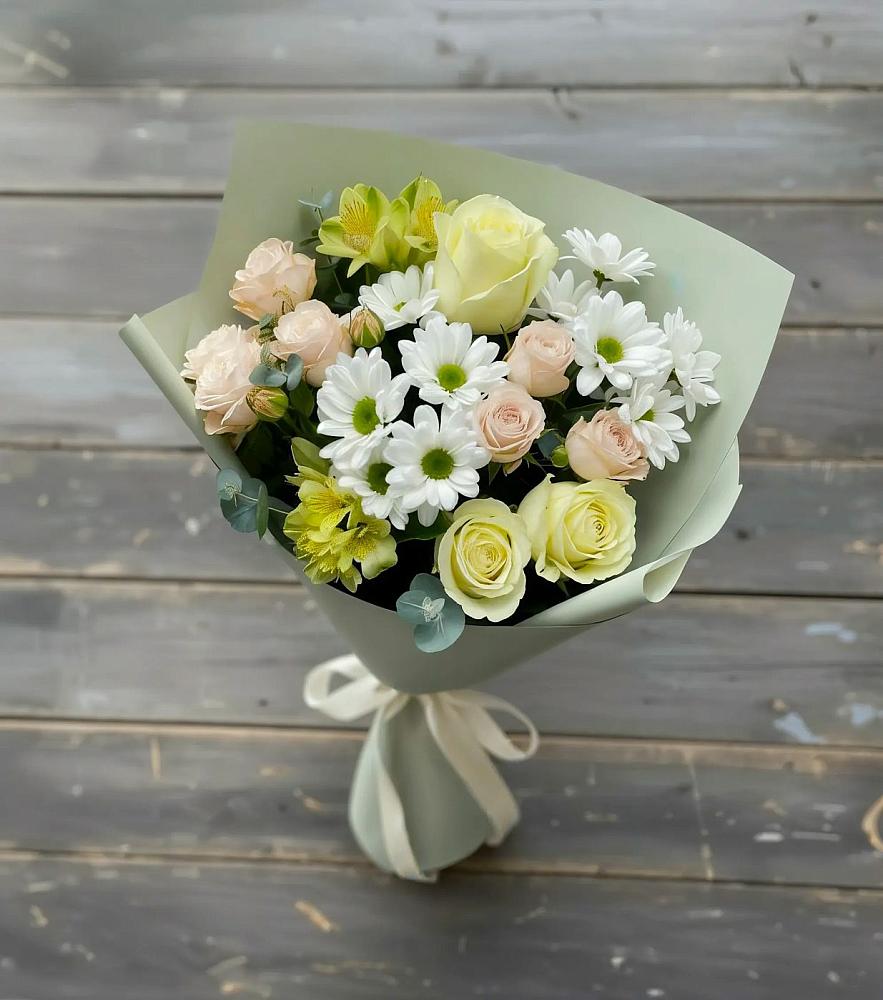 Букет цветов из: Альстромерии, Розы и Хризантемы в Верхние Татышлы