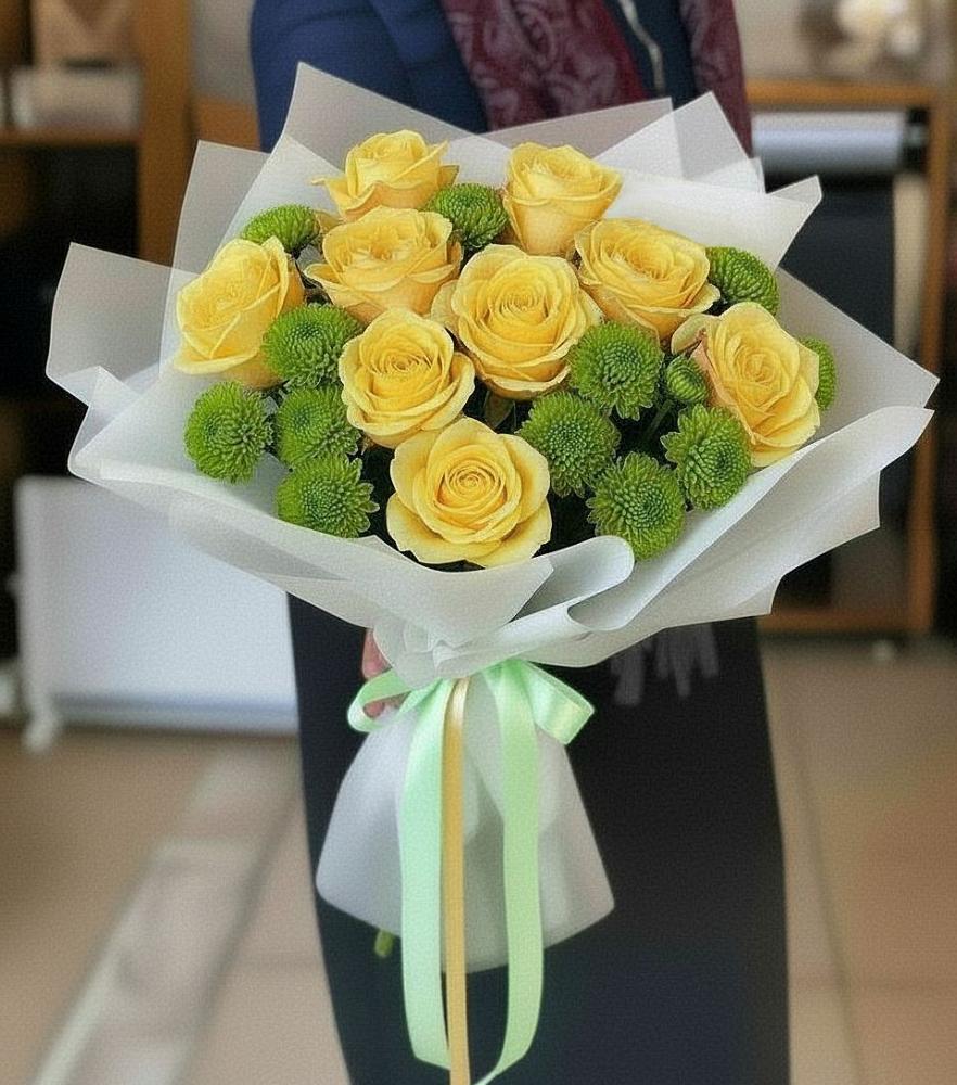 Букет цветов из: Хризантемы и Розы в Верхние Татышлы