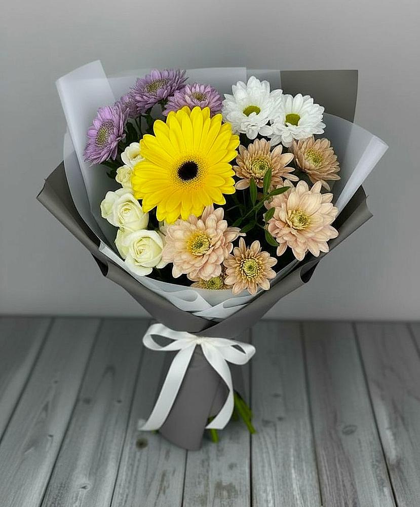 Букет цветов из: Розы, Герберы и Хризантемы в Верхние Татышлы