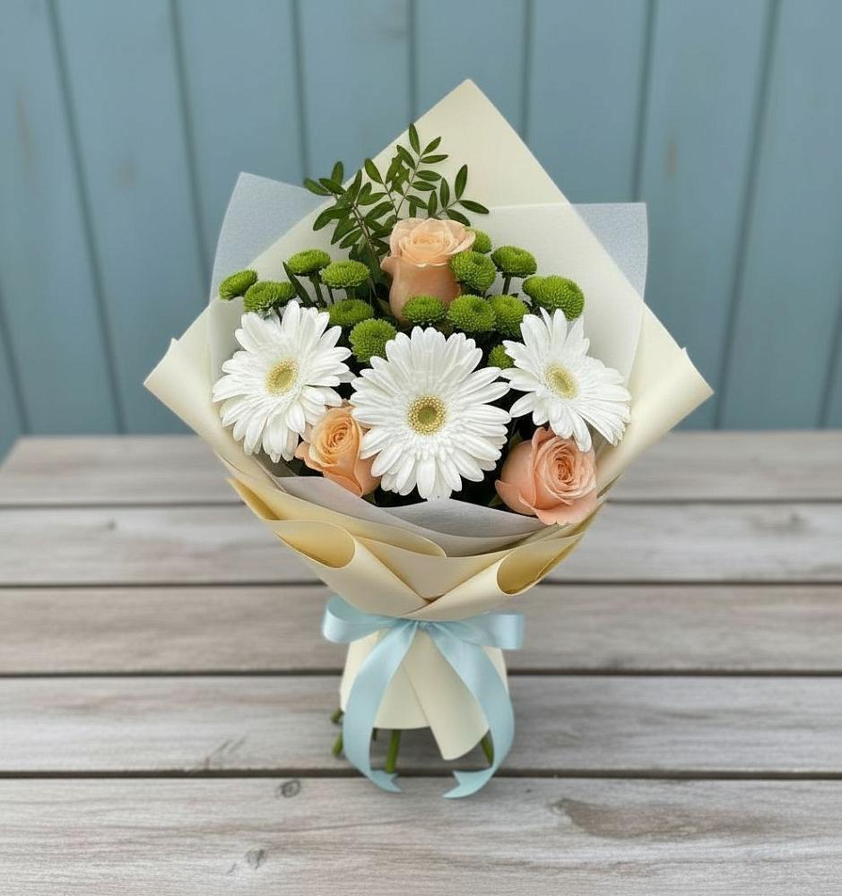 Букет цветов из: Герберы, Розы и Хризантемы в Верхние Татышлы