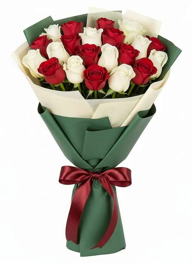 Букет Микс из красных и белых роз в Верхние Татышлы
