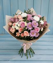 Букет цветов из:  Хризантемы, Розы и Альстромерии в Верхние Татышлы