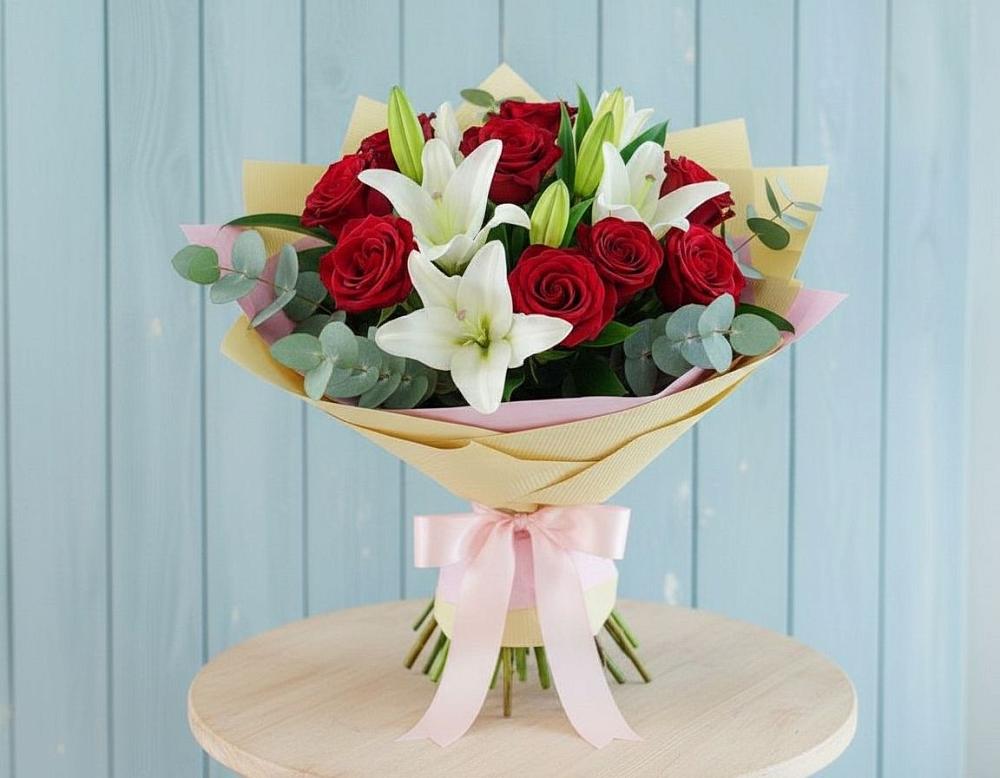 Букет цветов из: Лилии и Розы в Верхние Татышлы